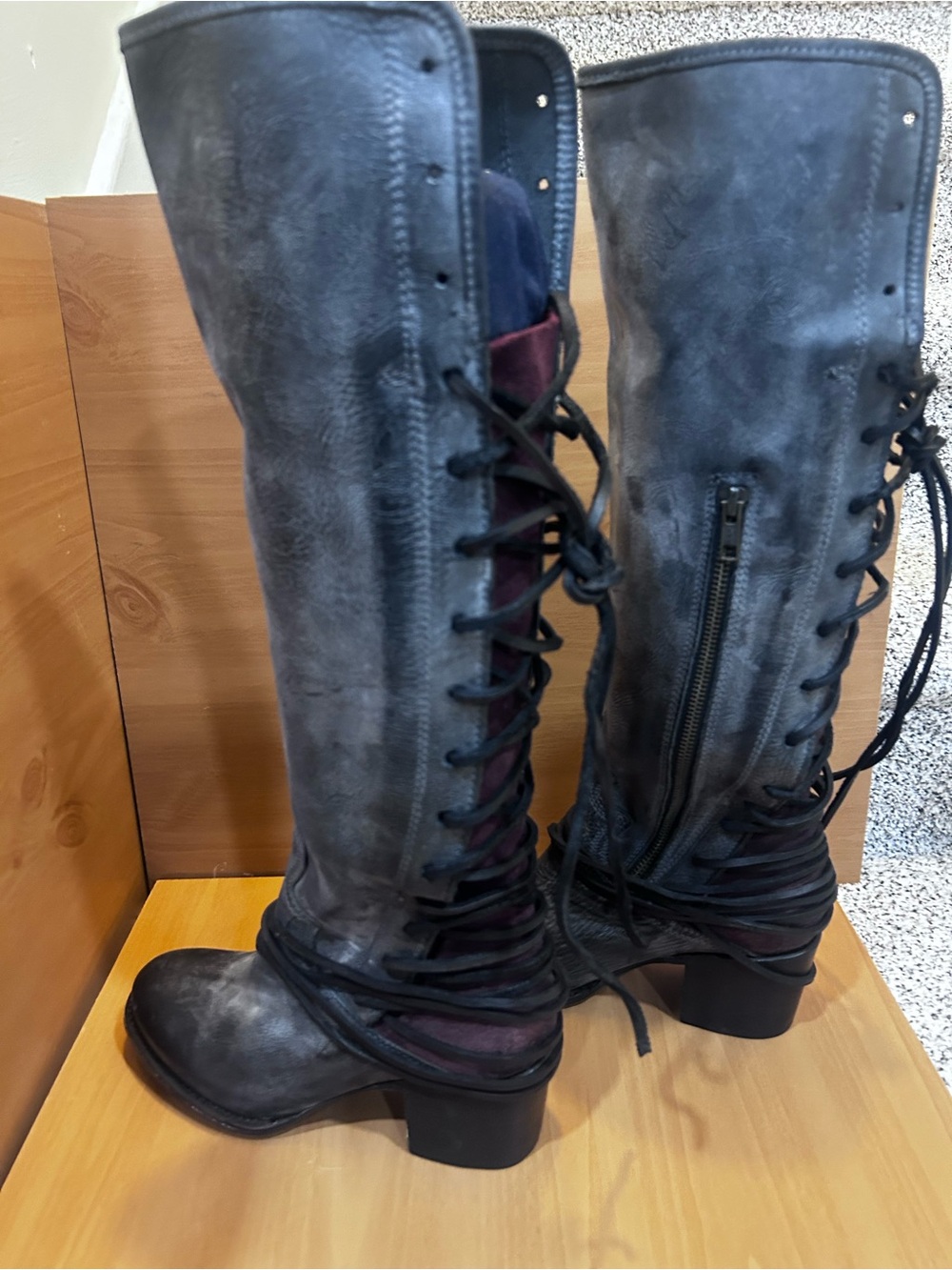 Freebird by Steven Coal Black Leather Tall Boots Size 8 - Picture 8 of 11